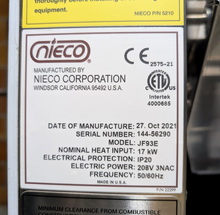 Load image into Gallery viewer, 2021 NIECO JF93E BroilVection Dual Belt (12" &amp; 8") Nat. Gas Automatic Broiler