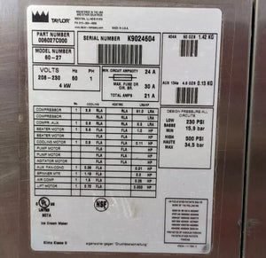 Taylor Model 60-27 ~ Milk Shake Machine, 4 Flavors, Single Hopper, Rinse Feature