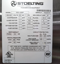 Load image into Gallery viewer, Stoelting O231-38I2F Water Cooled Gravity Fed Soft Serve/Yogurt Freezer