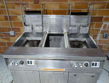 Load image into Gallery viewer, Frymaster MJ245EBLSD Natural Gas Deep Fryer 3 Bays, 2 Fryer Vats, 1 Empty Bay