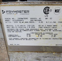 Load image into Gallery viewer, 2019 FRYMASTER SCFD260GNTS Gas Fryer w/ Filtration