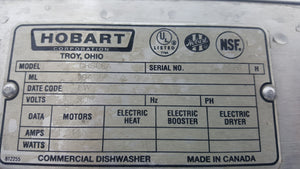 HOBART CRS66A Conveyor Dishwasher with extra parts/etc.