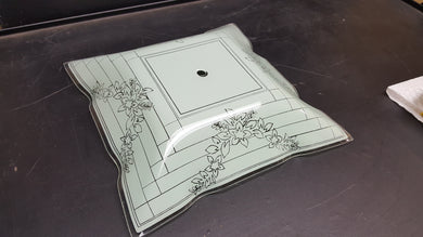 Square Ceiling Light Glass Cover Mid-Century Vintage - Light Mint
