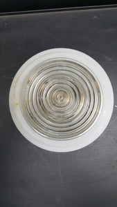 Vintage Mid Century White Bullseye Skyscraper Glass Light Fixture Cover
