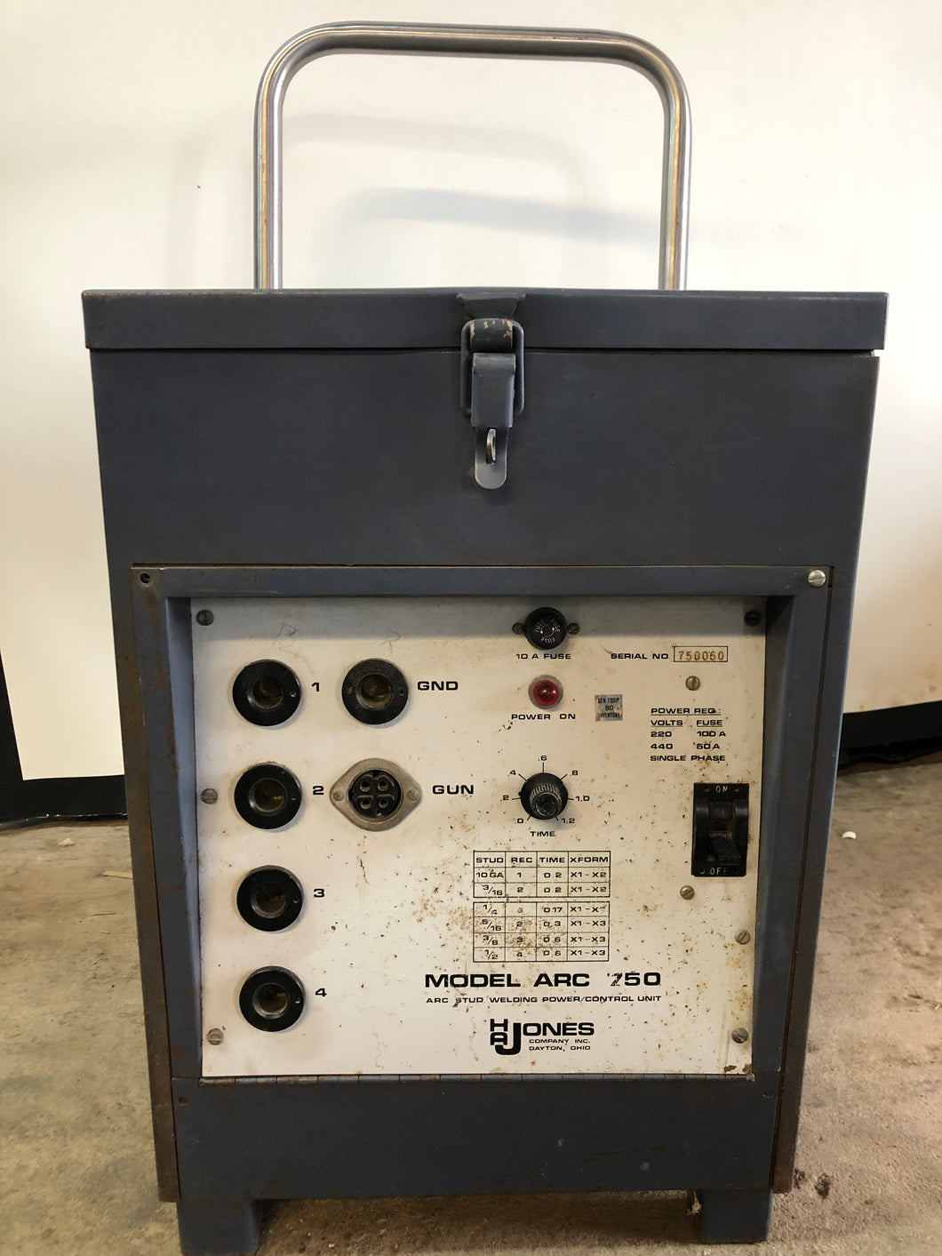 HA JONES 750 Arc Stud Welder Power/Control Unit - w/ Cables and Tool - Very Nice