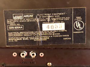 VINTAGE Montgomery Ward Record Player - Airline - GEN6004A - Parts/Does Not Work