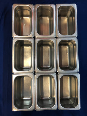 (Lot of 9) Stainless Steel Prep Pan - 1/9 Size - Cold/Steam Table - Used