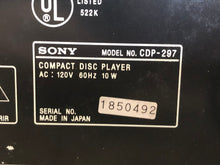 Load image into Gallery viewer, Vintage SONY Stereo Single Compact Disc/CD Player CDP-297 - Used