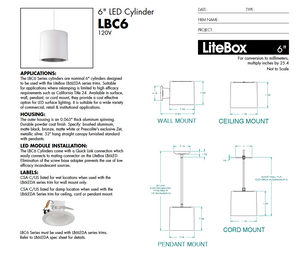PRESCOLITE LiteBox 6" LED Cylinder LBC6 120V Surface Mount